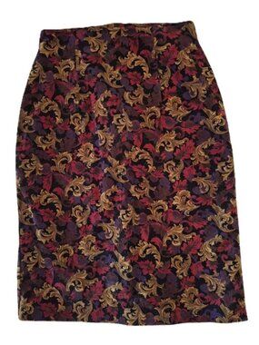 Vintage Talbots Petite Cotton Skirt Baroque Floral Pattern Size 6 Fits Modern XS